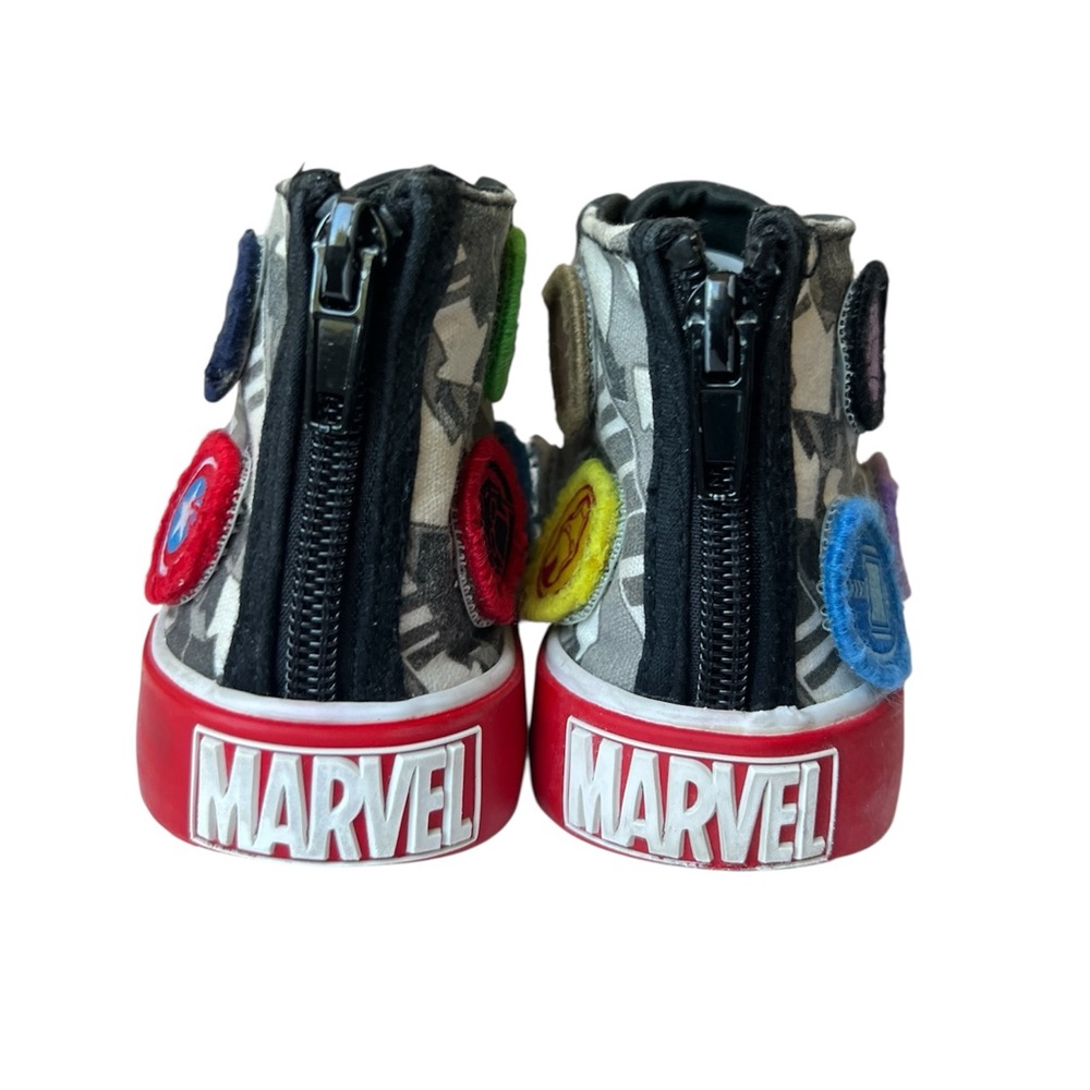 Marvel Ground Up Patches Kids Black and Red Hi Top Sneakers Removable Patches 8T